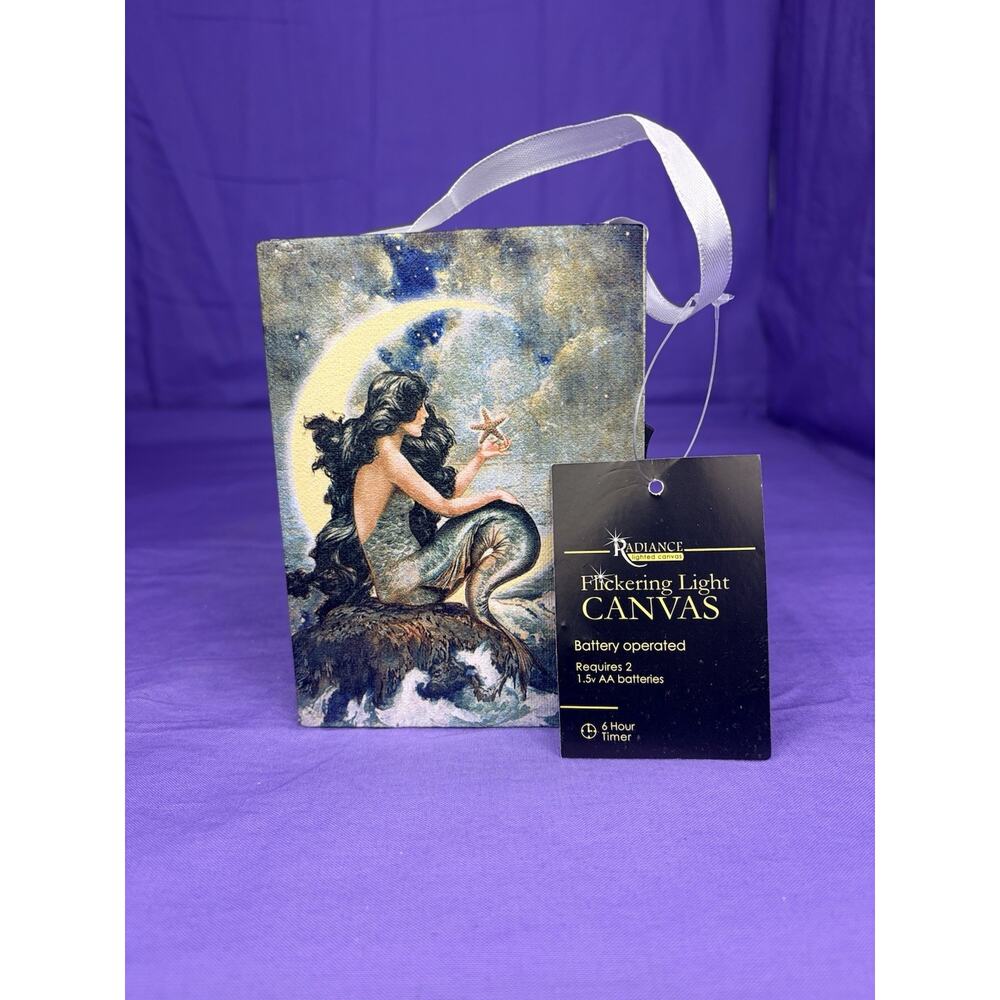 Enchanting Mermaid Flickering Light Canvas - Battery Operated Decor